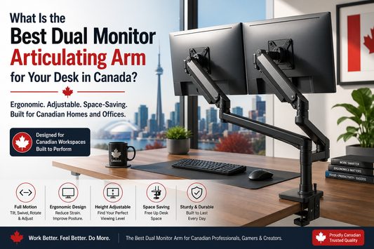 Best dual monitor articulating arm for desk setup in Canada with ergonomic adjustable monitor mount