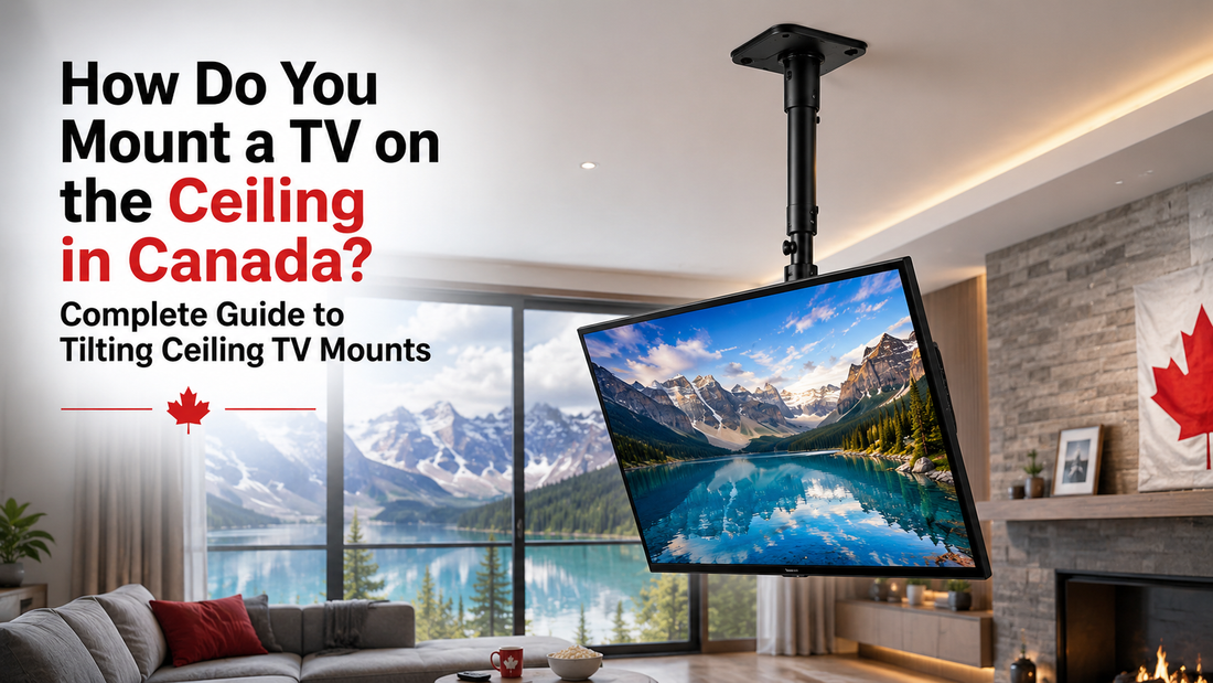 Best full motion TV wall mount for large screens in Canada installed in a modern living room with adjustable articulating mount and large flat-screen TV