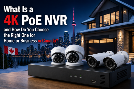 4K PoE NVR security camera system for Canadian homes and businesses with IP surveillance cameras