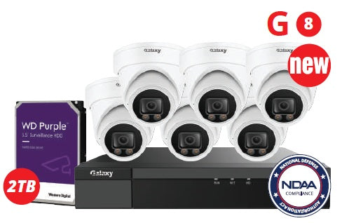 8CH NDAA Galaxy Color-V Full Color 5MP AI IP Turret Kit