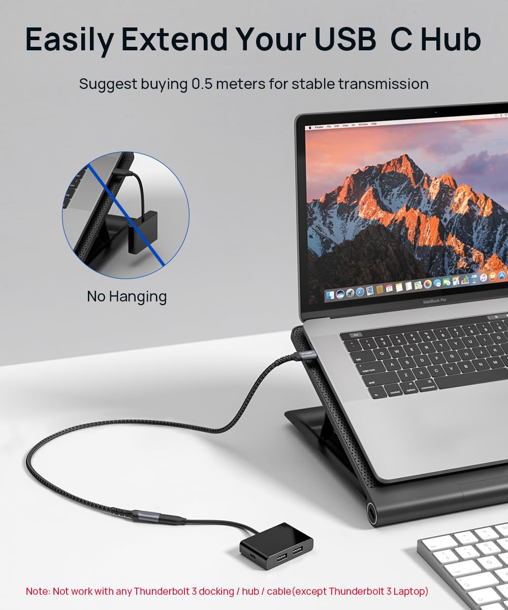 USB C Extension Cable 6.6FT, USB C 3.2 Extender Cord [Male to Female]