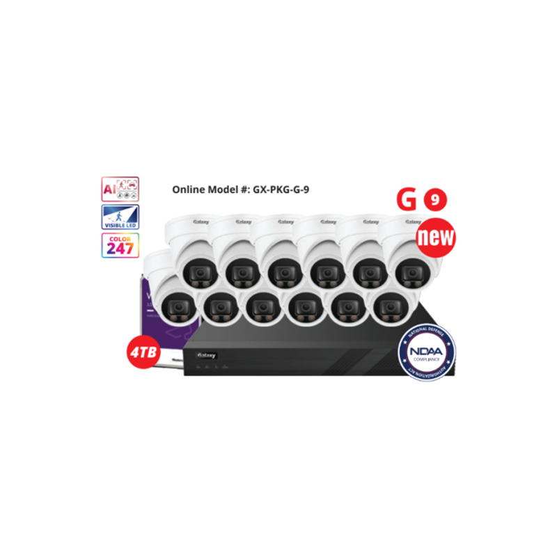 16CH NDAA Galaxy Color-V Full Color 5MP AI IP Turret Kit