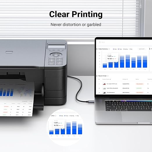 USB C Printer Cable 6Feet, USB Type B 2.0 to Type C